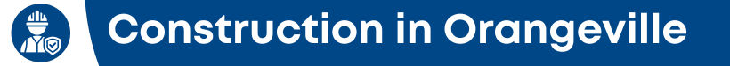 Construction in Orangeville A decorative web banner with the words "Construction in Orangeville" and an icon of a person with a hard hat on.