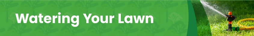A web banner with a picture of a sprinkler on a lawn and the words Watering Your Lawn
