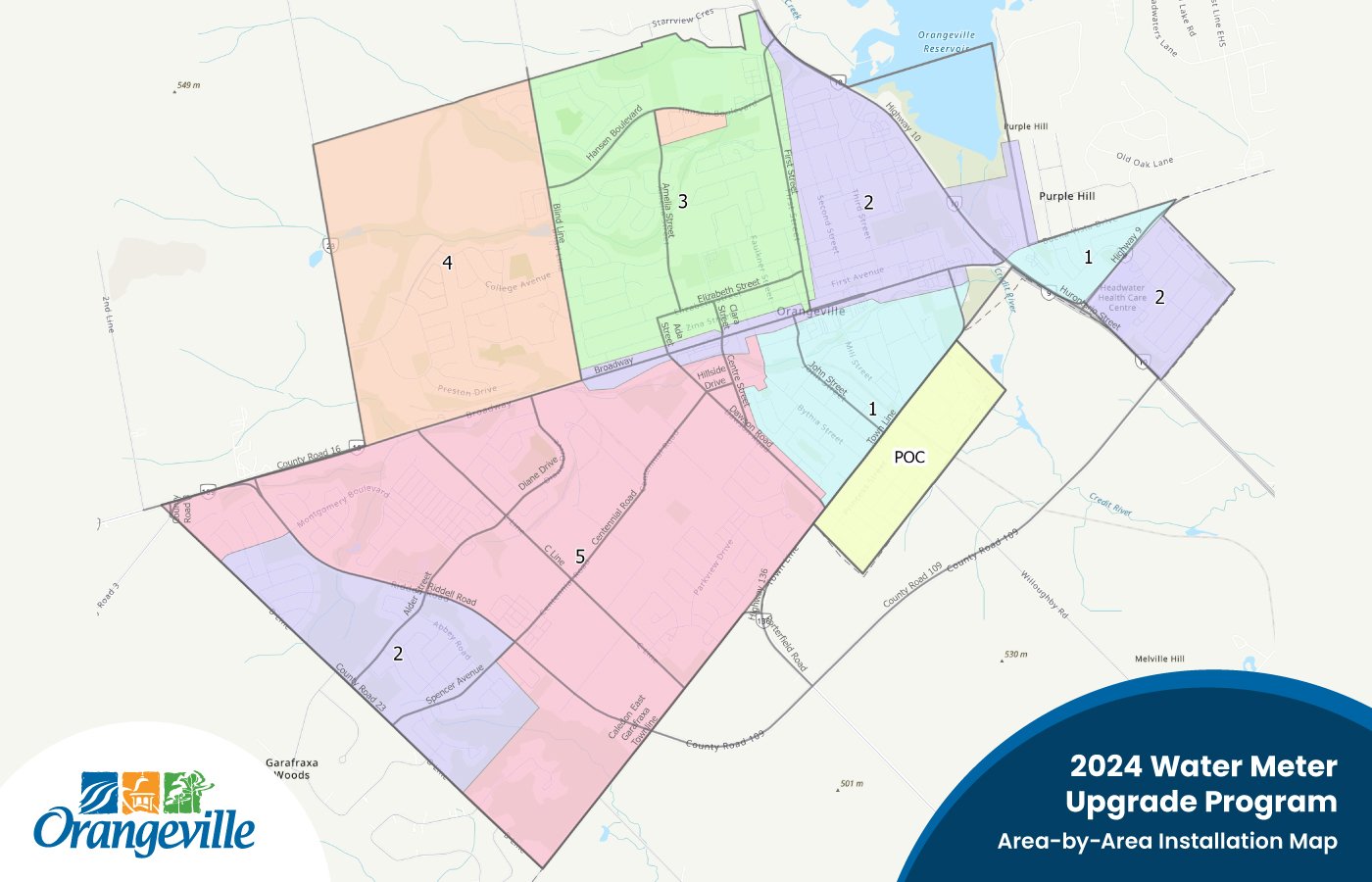 Water Meter Upgrade Project area-by-area installation map