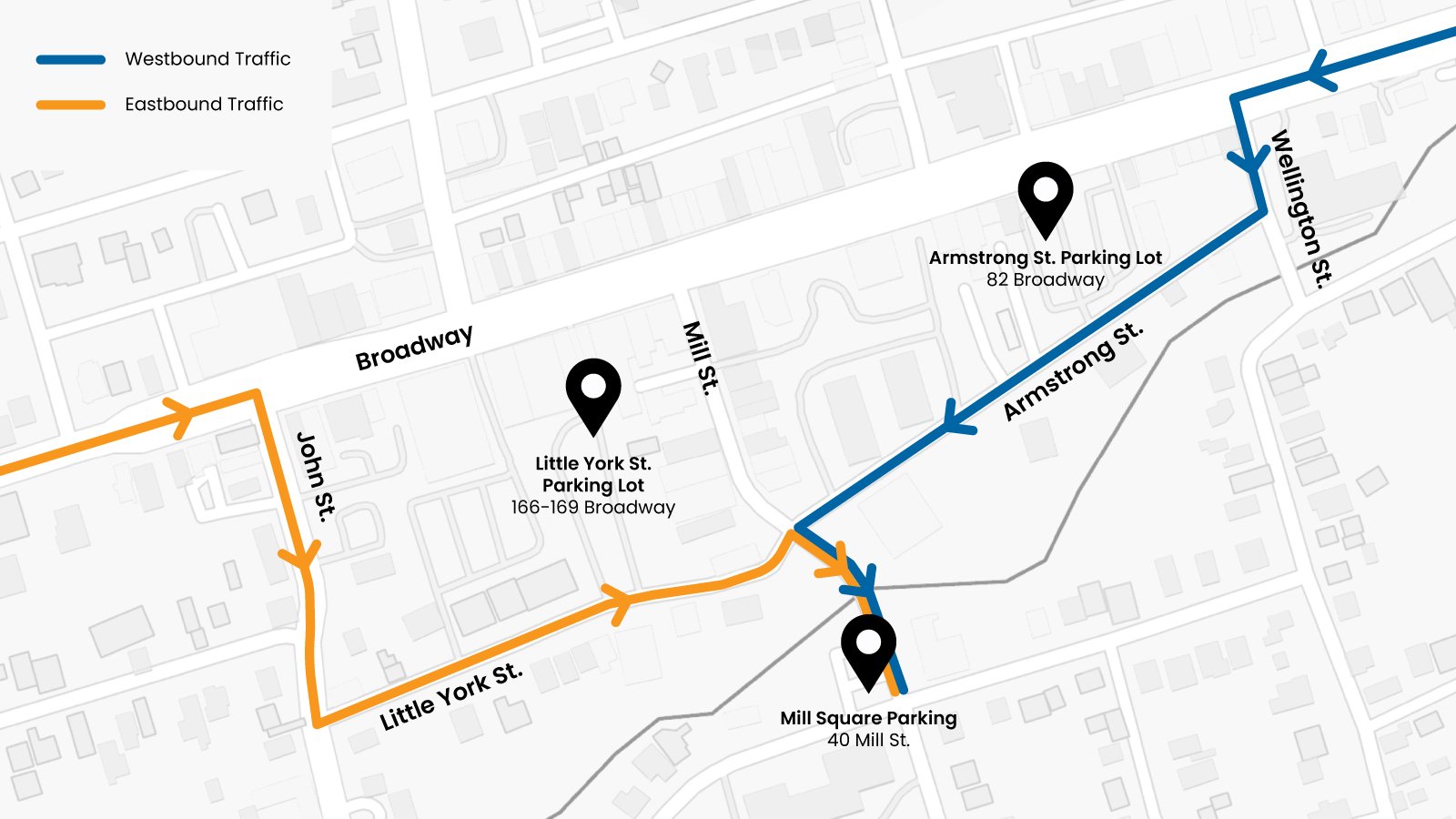 A map for vehicles to locate parking lots during filming