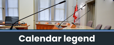 A picture of a council chamber, with the words 'Calendar legend'