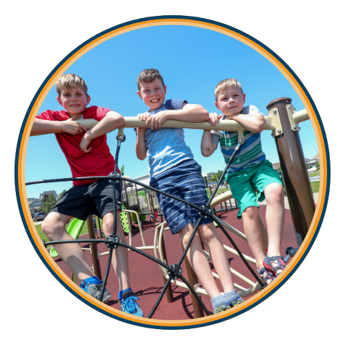 A group of children on a climbing apparatus